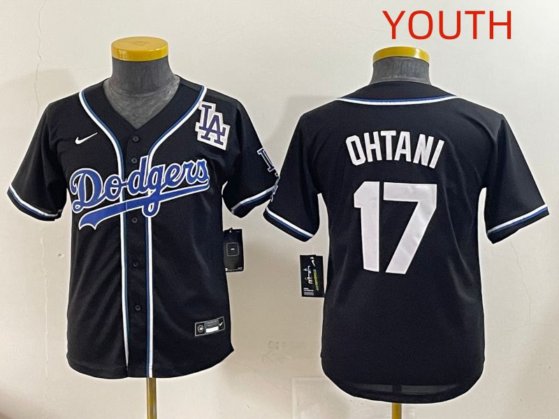 Youth 2025 Los Angeles Dodgers #17 Ohtani Black Three generations Fashion Nike MLB Jersey style 11->youth mlb jersey->Youth Jersey